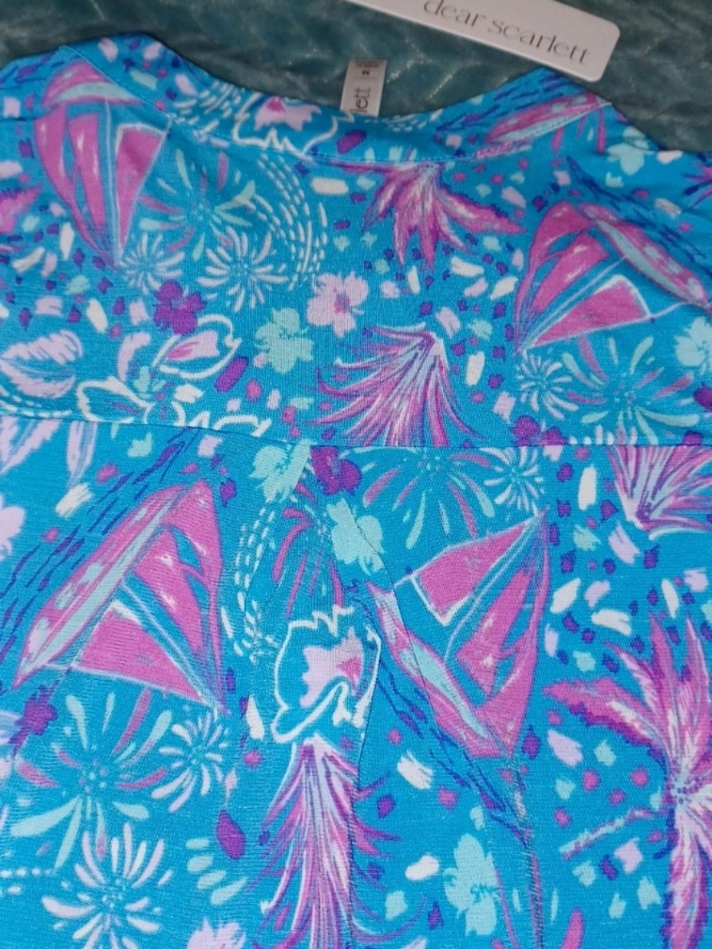 Dear Scarlett Blue Pink Pattern Sleeveless Top - Picture 3 of 5